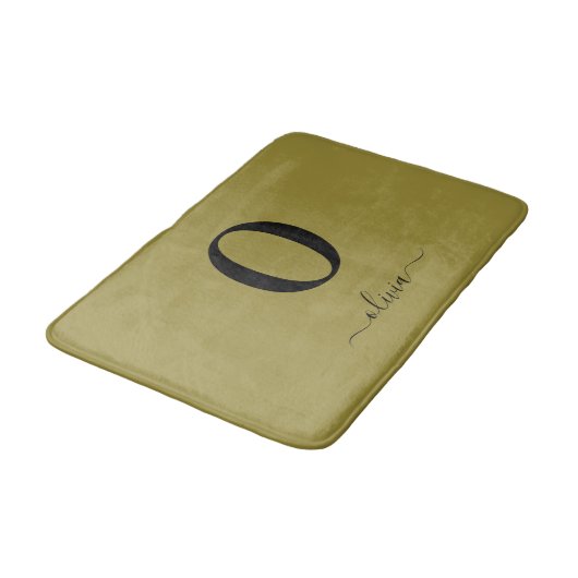 Monogram Script Name Personated Gold en Black Badmat (Gekanteld)