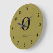 Monogram Script Name Personated Gold en Black Grote Klok (Hoek)