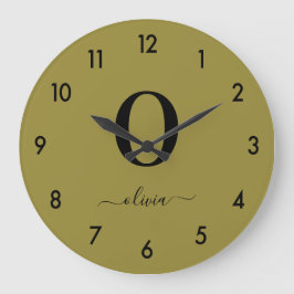 Monogram Script Name Personated Gold en Black Grote Klok