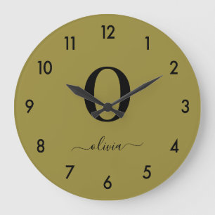 Monogram Script Name Personated Gold en Black Grote Klok