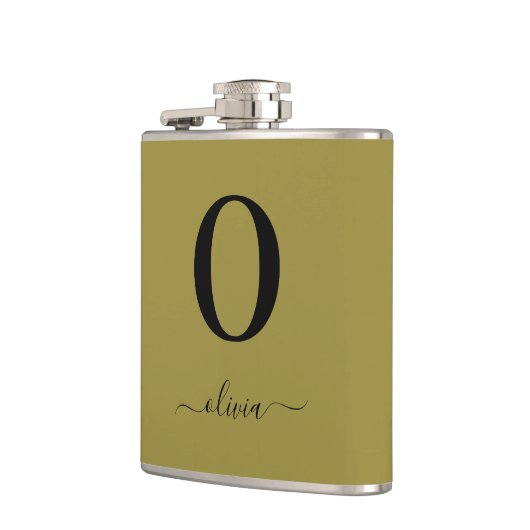 Monogram Script Name Personated Gold en Black Heupfles (Links)