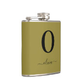 Monogram Script Name Personated Gold en Black Heupfles (Rechts)