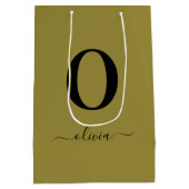 Monogram Script Name Personated Gold en Black Medium Cadeauzakje (Achterkant)