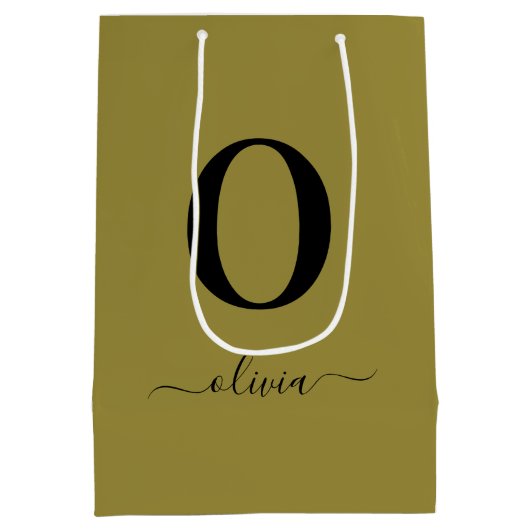 Monogram Script Name Personated Gold en Black Medium Cadeauzakje (Achterkant)