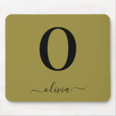 Monogram Script Name Personated Gold en Black Muismat (Voorkant)