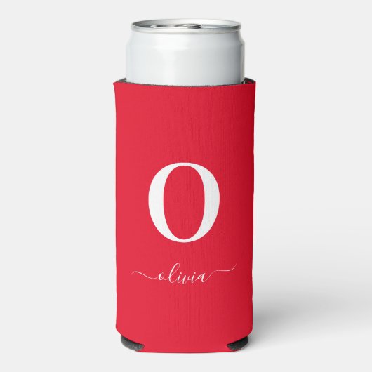 Monogram Script Name Personated Red and White (Seltzer Achterkant)