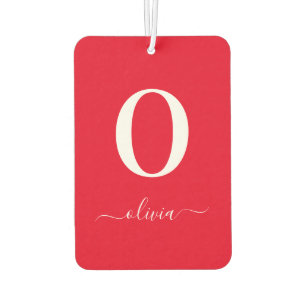 Monogram Script Name Personated Red and White Luchtverfrisser