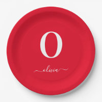Monogram Script Name Personated Red and White
