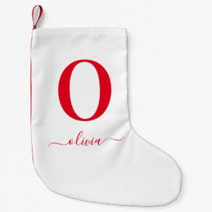 Monogram Script Name Personated White and Red Kleine Kerstsok