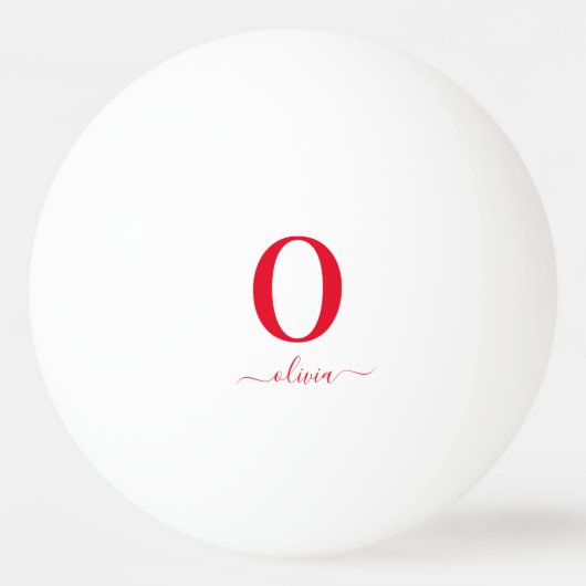 Monogram Script Name Personated White and Red Pingpongballen (Voorkant)