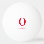 Monogram Script Name Personated White and Red Pingpongballen (Achterkant)
