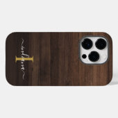 Monogram Script Name Rustic Printed Wood Case-Mate iPhone Case (Achterkant (horizontaal))