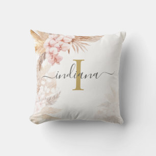 Monogram Script Pampas Gras Naam Terracotta Buitenkussen