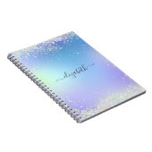 Monogram Script Rainbow Glitter Blue Paars Notitieboek (Rechterzijde)