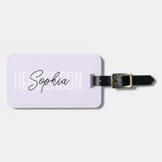 Monogram Script Signature Paars Bagagelabel (Voorkant horizontaal)