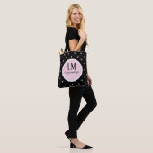 Monogram Script Strik Tassen – Zwart & Roze (Op model)