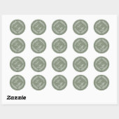 Monogram Script Tak Groene Huwelijkstak Ronde Sticker (Vel)