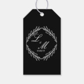 Monogram Script Tak zwarte witte Trouw Cadeaulabel (Voorkant)