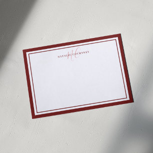 Monogram Script Twee Rand Elegant Minimalistisch R Notitiekaartje
