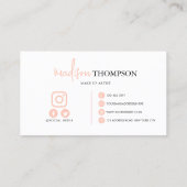 Monogram Script Typografie Bleek Oranje QR-code Visitekaartje (Achterkant)