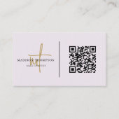 Monogram Script Typografie Lavendel Gold QR Code Visitekaartje (Voorkant)
