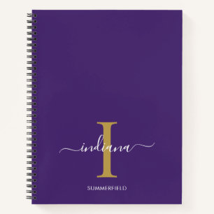 Monogram Script Typografie Paars Aangepast Notitieboek