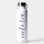 Monogram-Script-waterflessen | wit en roze Waterfles (Voorkant)