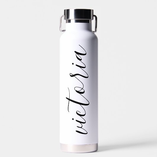 Monogram-Script-waterflessen | wit en roze Waterfles (Voorkant)