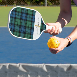 Monogram scriptnaam Pset Clan Campbell Tartan Pickleball Paddle
