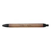 Monogram scriptnaam Stijlvol rustig bruin leder Zwarte Inkt Pen (Voorkant)