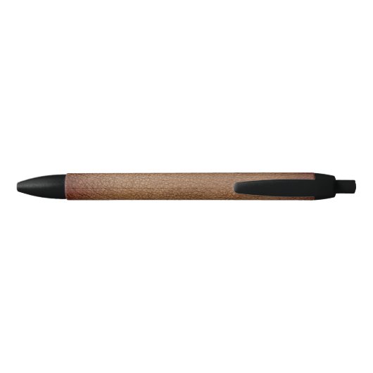 Monogram scriptnaam Stijlvol rustig bruin leder Zwarte Inkt Pen (Achterkant)