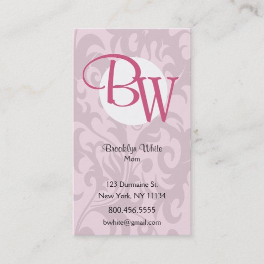 Monogram Scroll Contactkaartje (Voorkant)