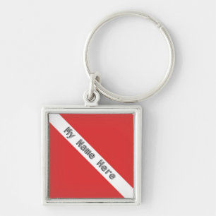 MONOGRAM SCUBA DIVING LOGO RED DIVER FLAG SLEUTELHANGER