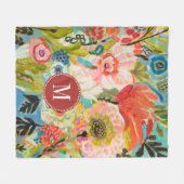 Monogram | Secret Garden Floral III Fleece Deken (Voorkant (Horizontaal))