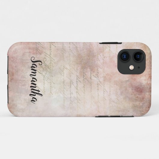 Monogram Shabby Chic Pink Rose Case-Mate iPhone Case (Achterkant (horizontaal))