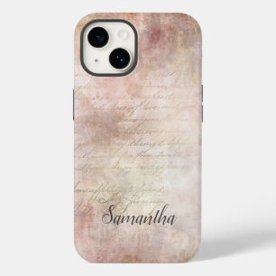 Monogram Shabby Chic Roze Roos Vintage Case-Mate i iPhone 14 Hoesje