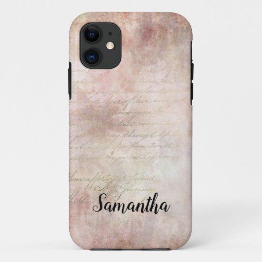 Monogram Shabby Chic Roze Roos Vintage Case-Mate iPhone Case (Achterkant)
