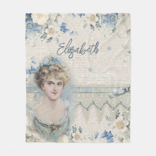Monogram Shabby Chic Vintage Dames Bloemen Fleece Deken