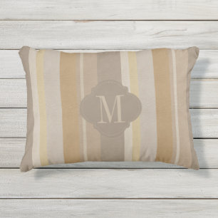 Monogram Shades van bruin gestript ledereffect Buitenkussen