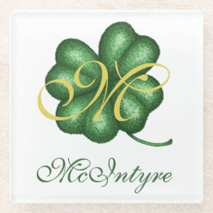 Monogram Shamrock Glazen Onderzetter