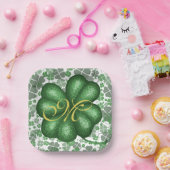 Monogram Shamrock Papieren Bordje (Feest)