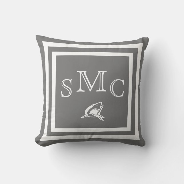 MONOGRAM Shark gris uni coussin (Recto)