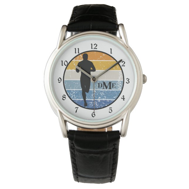 Monogram Silhouette Runner Retro Horloge (Voorkant)
