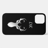 Monogram Silver Antler Deer Silhouette Case-Mate iPhone Case (Achterkant (horizontaal))