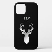 Monogram Silver Antler Deer Silhouette Case-Mate iPhone Case (Achterkant)