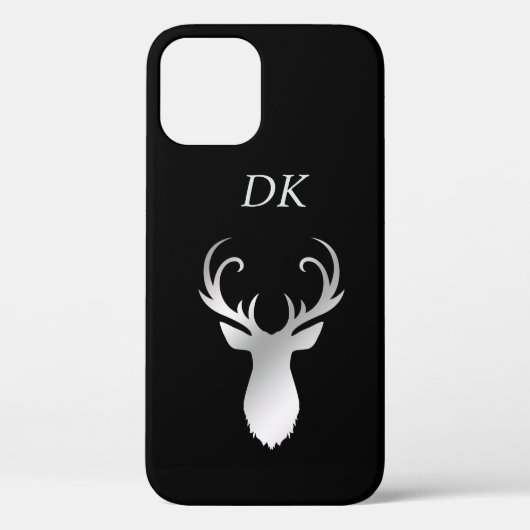 Monogram Silver Antler Deer Silhouette Case-Mate iPhone Case (Achterkant)