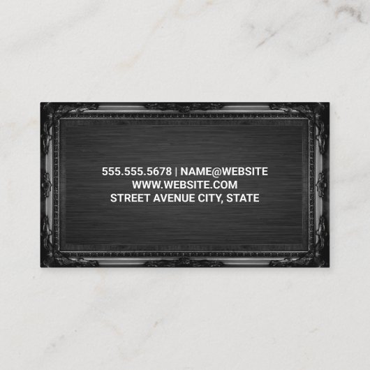 Monogram Silver Backing | Antiek zwart Lijst Visitekaartje (Achterkant)