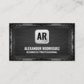 Monogram Silver Backing | Antiek zwart Lijst Visitekaartje (Voorkant)