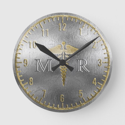 Monogram Silver Doctor Clock Ronde Klok (Voorkant)