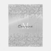 Monogram Silver Driving Glitter Metallic Name Fleece Deken (Voorkant)
